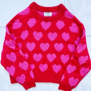 Old Navy Women's Heart Pattern Sweater - Red and Pink